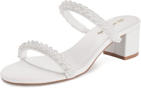Shoe'N Tale Women's Two-Strap Chunky Block Heels Open Round Toe Sandals Dress Pumps Mules Shoes in Saudi Arabia