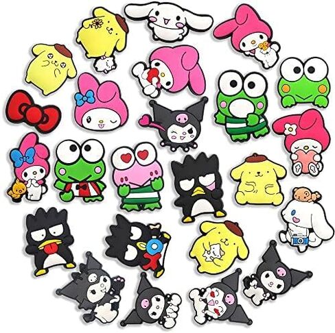 Cartoon Shoe Charms 24pcs Cute Anime Shoe Accessories Decoration Sandals Ornaments for Birthday Gifts Party Favor in Saudi Arabia