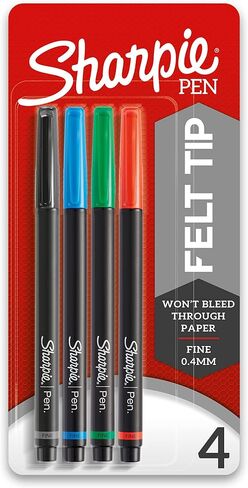 SHARPIE Pens, Fine Point (0.4mm), Assorted Colors, 4 Count in Saudi Arabia