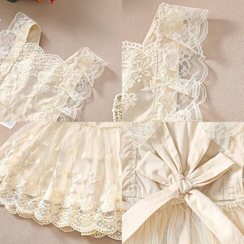 IDOPIP Baby Girls Boho Floral Lace Tutu Dress Toddler Flower Wedding Princess Birthday Party Dresses with Headband Outfit in Saudi Arabia
