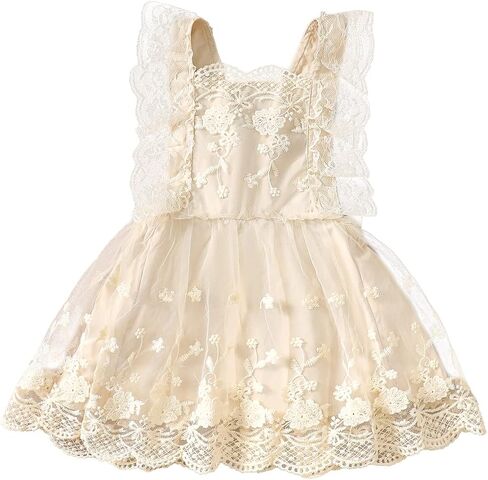 IDOPIP Baby Girls Boho Floral Lace Tutu Dress Toddler Flower Wedding Princess Birthday Party Dresses with Headband Outfit in Saudi Arabia