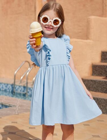 Arshiner Toddler Girls Dresses Ruffle Sleeve Dress for Girl Baby Summer Backless Dresses 2-6T in Saudi Arabia