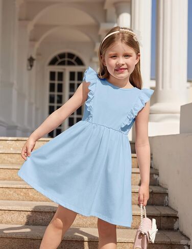 Arshiner Toddler Girls Dresses Ruffle Sleeve Dress for Girl Baby Summer Backless Dresses 2-6T in Saudi Arabia