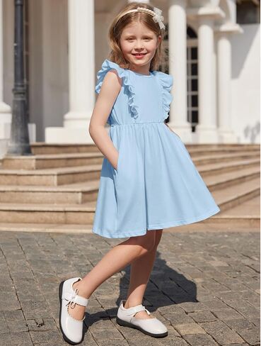 Arshiner Toddler Girls Dresses Ruffle Sleeve Dress for Girl Baby Summer Backless Dresses 2-6T in Saudi Arabia