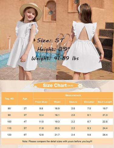 Arshiner Toddler Girls Dresses Ruffle Sleeve Dress for Girl Baby Summer Backless Dresses 2-6T in Saudi Arabia