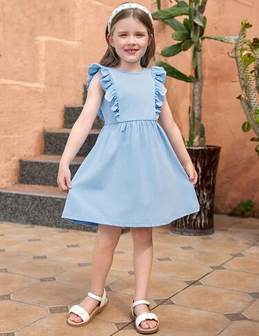 Arshiner Toddler Girls Dresses Ruffle Sleeve Dress for Girl Baby Summer Backless Dresses 2-6T in Saudi Arabia