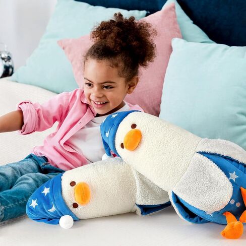 PEACH CAT Cute Banana Duck Plush Pillow Toy Cute Long Duck Plushie with Nightcap Duck Stuffed Animal Gift for Kids White and Blue 19.7" in Saudi Arabia
