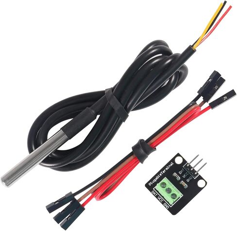 AITRIP 5 حزمة 2 قطعة DS18B20 مجموعة وحدة استشعار درجة الحرارة مع مسبار مقاوم للماء من الفولاذ المقاوم للصدأ لـ Raspberry Pi in Kuwait