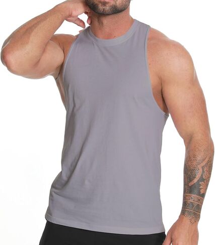 Men's Gym Workout Tank Tops Muscle Bodybuilding Fitness Sleeveless T Shirts in Saudi Arabia