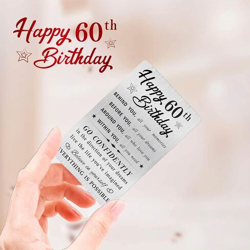 بطاقة عيد ميلاد سعيد 60 للرجال والنساء، بطاقة محفظة صغيرة منقوشة لهدايا عيد ميلاد عمرها 60 عامًا in Kuwait