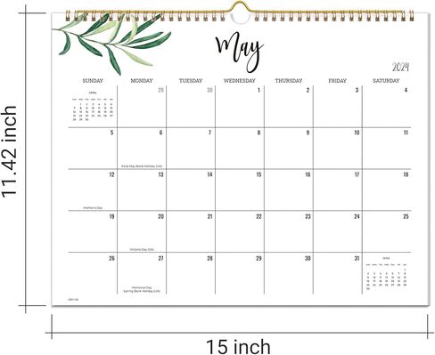 Cabbrix 2024-2025 Wall Calendar, 18 Monthly Wall Calendar Runs from Now to June 2025, Wirebound,15 x 12 Inches in Saudi Arabia