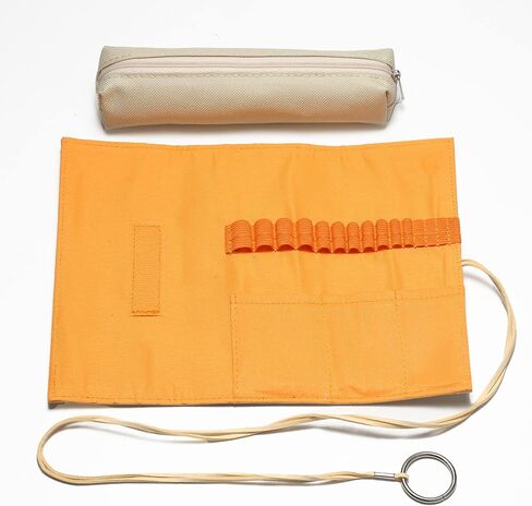 YOJOB Traditional Aluminum Crochet Hooks Case, 14 Slots Roll-up Crochet Hook Organizer with a Detached Zipper Bag (Coffee) in Saudi Arabia