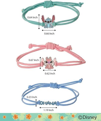 Disney Lilo & Stitch Bracelet 3-Piece Set Official License, Stitch and Angel Cord Friendship Bracelet, Lilo and Stitch Gifts in Saudi Arabia