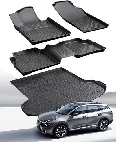 Weather Liner® for Kia Sportage 2024 2023 Floor Mats Not Hybrid, 4 PCS Custom Fit TPE Rubber All Weather Floor Liner Front Rear Cargo Seat, Odorless | Waterproof for Kia Sportage Interior Accessories in Saudi Arabia