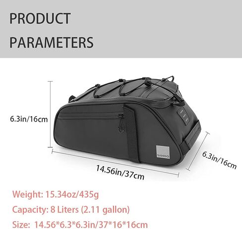 حقيبة صندوق الدراجة، حقيبة رف الدراجة سعة 8 لتر لظهر الدراجة، حقيبة حامل الدراجة لدراجة الطريق القابلة للطي ودراجة MTB، حقيبة ركوب الدراجات in Kuwait