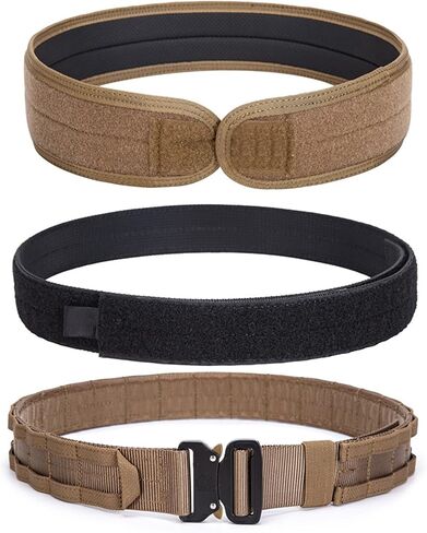 3 Layer Tactical Belt 1.75 inch - Quick Release Padded Molle System for Men 1000D Nylon Webbing Alloy Buckle Utility in Saudi Arabia
