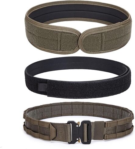 3 Layer Tactical Belt 1.75 inch - Quick Release Padded Molle System for Men 1000D Nylon Webbing Alloy Buckle Utility in Saudi Arabia