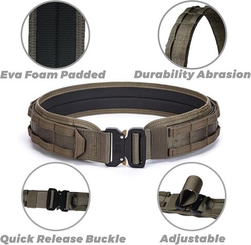 3 Layer Tactical Belt 1.75 inch - Quick Release Padded Molle System for Men 1000D Nylon Webbing Alloy Buckle Utility in Saudi Arabia