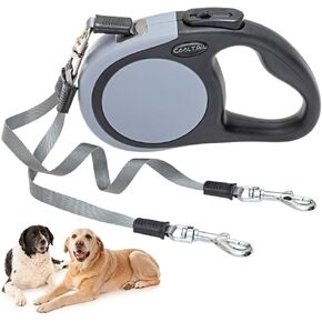 KOOLTAIL Dual Retractable Dog Leash for Two Dogs Up to 110 Lbs, Heavy Duty Double Headed 16 ft Extendable 360° Tangle-Free One Button & Lock Brake Dog Leash for Small Medium Large Dogs Grey in Saudi Arabia