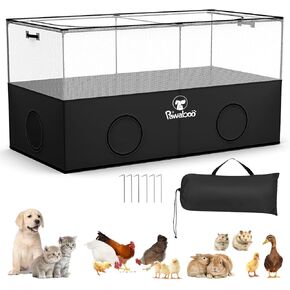 Pawaboo Small Animal Playpen, Foldable Pet Playpen Cage Tent for Puppy Kitten Guinea Pig Rabbit Chicken Hamster Indoor Outdoor Use, Pet Fence with Breathable Mesh Wall and Bottom, Black in Kuwait