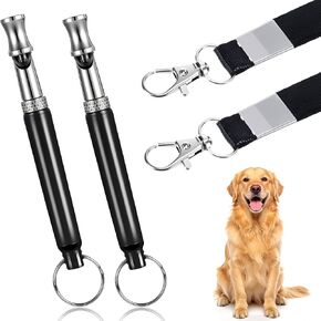 2Pcs Dog Whistle, Professional Ultrasonic Dog Whistle to Stop Barking, Adjustable Pitch Silent Dogs Whistles with Lanyard for Recall & Obedience Training in Kuwait