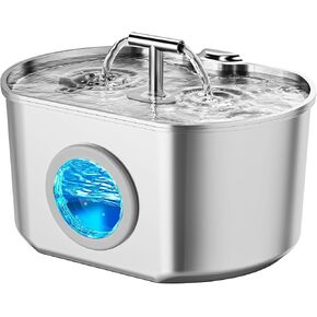 Cat Water Fountain Stainless Steel - Pet Drinking Fountain for Cats Indoor - 3.2L/108oz Automatic Water Dispenser with Watering Level Window (4 Filter) in Kuwait