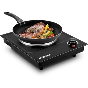 CUSIMAX Single Burner Electric Hot Plate, 1500W, Stainless Steel, Black | Adjustable Temperature/Works with All Cookware/Overheating Protection/Compact & Portable/Stainless Steel/Embeddable Design in Saudi Arabia