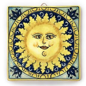 CERAMICHE D'ARTE PARRINI - Italian Ceramic Art Tile Pantiles Pottery Hand Painted Decorated Sun Made in ITALY Tuscan in Kuwait