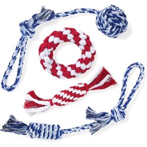 Depets Dog Rope Toys for Small Dogs, 4-Pack Durable Puppy Rope Chew Toys for Teething, Puppy Tug of War Interactive Toy, Washable Knot Dog Toy for Dental Care & Anxiety Relief in Saudi Arabia