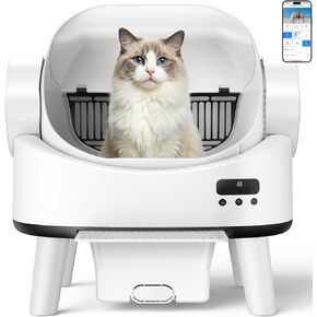 Self Cleaning Cat Litter Box, Open-Top Automatic Robot Litter Box for Multiple Cats with App Control, Safety Sensors Protection, Includes Liners, Digital Screen, Washable Sifter &Cat Pedal in Saudi Arabia