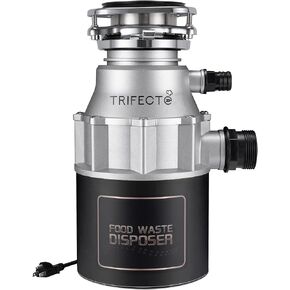 Trifecte Garbage Disposal 1/2 HP for Sink, Continuous Feed Food Waste Disposer with Power Cord, Faster and Powerful 0.5 HP Kitchen Waste Grinder with Dishwasher Hookup, Matte Black in Saudi Arabia