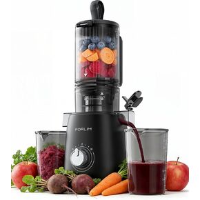 FORLIM High-Yield Cold Press Juicer, Easy to Clean, Powerful Juicer Machines with Large Feed Chute for Whole Vegetables and Fruits, Self Feeding (Black) in Kuwait