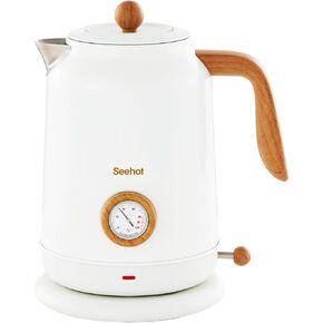 Electric Kettle With Thermometer, 1.7L 1200W,Green | Auto shutoff, boil-dry protection,water-contact stainless steel, cordless base for coffee and tea in Saudi Arabia