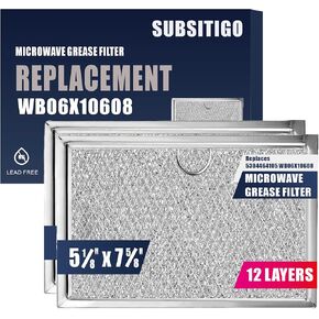 WB06X10608 مرشح تنفيس الميكروويف لاستبدال مرشح الميكروويف فريجيدير 5304464105 لجنرال إلكتريك فريجيدير جاليري مرشح غطاء الميكروويف 5.12 بوصة × 7.64 بوصة 12 طبقة من شبكة الألومنيوم 2 حزم in Kuwait