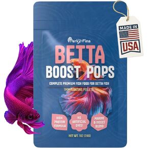 Betta Boost Pops | High-Protein Betta Fish Food Pellets Made in USA | Marine & Insect Protein | Floating & Slow-Sinking | Premium Freshwater Aquarium Fish Food 1oz in Kuwait