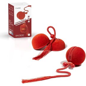 Cheerble 2 in 1 Interactive Cat Toys for Indoor Cats - Wicked Ball Duo2 Automatic Cat Toy, Dual Interchangeable Shells, Electric Moving Cat Ball with Tail & Chirping Sounds, Red in Saudi Arabia
