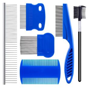 6 Pack Flea Comb for Dogs and Cats, Stainless Steel Pet Grooming Comb Set, Lice Comb, Double-Sided Tear Stain Remover, Dematting and Fine Tooth Combs for Small, Medium and Large Pets in Saudi Arabia