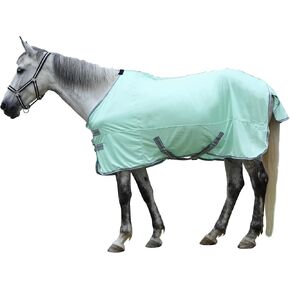 Horse Fly Sheet Lining, Breathable Mesh Horse Sheets, Equine Summer Sheets UV Protection, Bug Mosquito FlySheet for Stable, Pasture, Barn - Standard Neck - Mint Green 78" in Kuwait