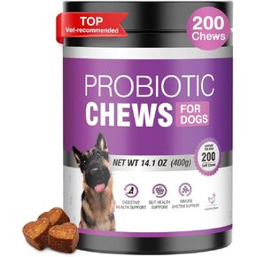 Probiotics for Dogs 200pcs Dog Probiotics for Digestive Health Digestive Enzymes and Prebiotic, Probiotic Chews for Dogs Support Gut Health, Relieve Diarrhea, Itchy Skin, Enhance Immunity in Kuwait