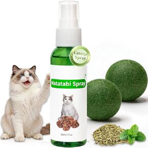 Pet Catnip Spray for Cats, 1Pack Natural Formula Cat Calming Spray and Catnip Balls, 2pack Cat Nip Balls Interactive Cat Toy for Indoor Cats, Enhance Playtime & Relaxation in Kuwait