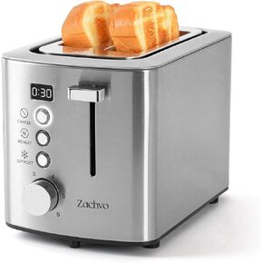 2 Slice Toaster with Wide Slots for Bread & Bagels, Stainless Steel Toaster with Digital Countdown, 6 Shade Settings, Defrost, Reheat & Cancel, Compact Design for Kitchen in Kuwait
