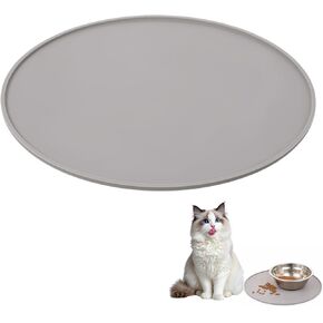 Silicone Pet Food Mat, Waterproof Nonslip Feeding Bowl Mat with Raised Edges for Dog Cat Puppy Kitten, Round Small Silicone Tray Prevent Spills (9.84'' × 9.84'') in Kuwait