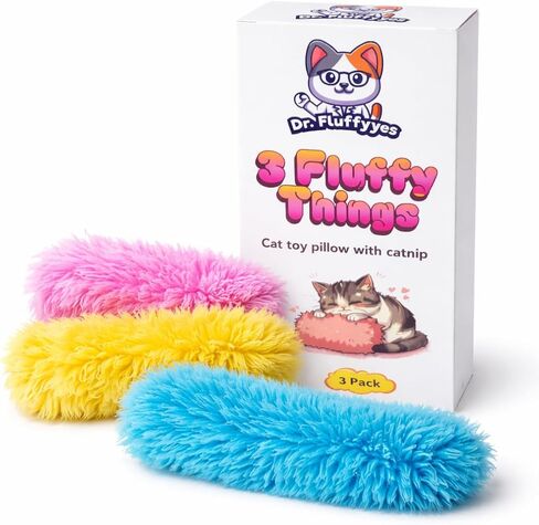 3 Fluffy Things Cat Toy Pillows with Catnip & Crinkle Fluffy Plush Cat Toys for Indoor Cats, Kittens & Adult Cats (3 Pack) in Kuwait