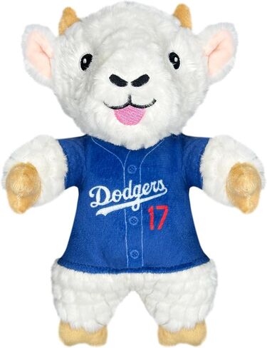 MLBPA Shohei Ohtani Goat Plush Toy for Dogs and Cats with Squeaker, Wearing a Team Player Jersey! MLB LA Dodgers Fun & Sporty Goat Shaped Dog Chew Toy, Interactive Pet Toy in Kuwait