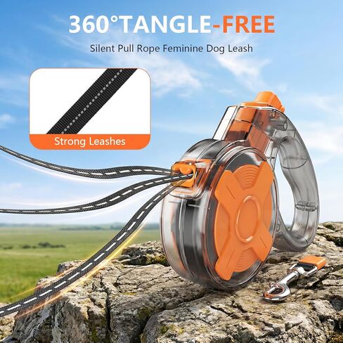 Lightweight and Retractable Dog Leash - Anti-Entanglement and one-Hand Brake, Easy to Control - 13-Foot Durable Dog Leash, Designed for Women, Suitable for Small/Medium Dogs - Comfortable Grip in Kuwait