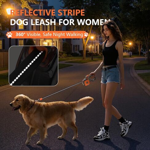 Lightweight and Retractable Dog Leash - Anti-Entanglement and one-Hand Brake, Easy to Control - 13-Foot Durable Dog Leash, Designed for Women, Suitable for Small/Medium Dogs - Comfortable Grip in Kuwait