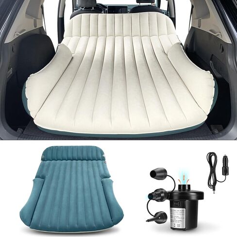 Double-Sided-Thick Flocked SUV Air Mattress Built-in Pillow with Pump Car Mattress | Leakproof Comfortable Durable Car Air Mattress| for Auto Camping, Road Trip in Saudi Arabia