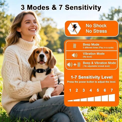 Bark Collar, Dog Bark Collar for 5-60LBS Small & Medium Dogs, IP67 Waterproof Rechargeable Training Bark Collar, Anti Barking Collar with 3Modes, 5 Beep & 7-Level Sensitivity(Black) in Kuwait