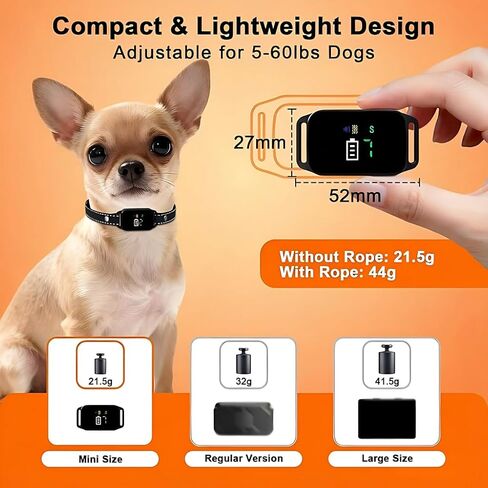 Bark Collar, Dog Bark Collar for 5-60LBS Small & Medium Dogs, IP67 Waterproof Rechargeable Training Bark Collar, Anti Barking Collar with 3Modes, 5 Beep & 7-Level Sensitivity(Black) in Kuwait