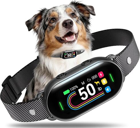 Dog Bark Collar for Small Medium Large Dogs 10-100lbs, Automatic Bark Device with Anti-False Trigger & Bark Count Tracking, 4 Training Modes and 8 Sensitivity to Effectively Stop Barking, Black in Kuwait